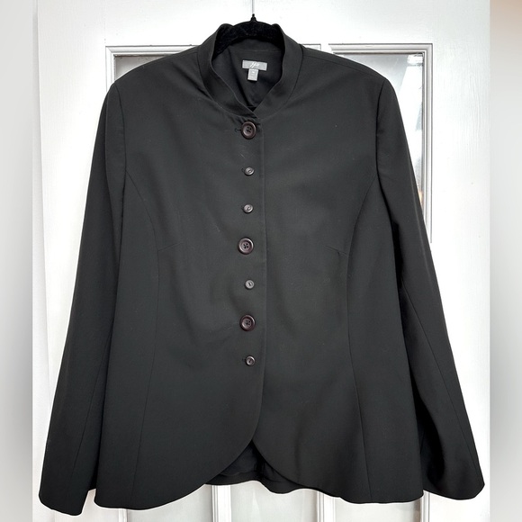 J. Jill Career Black Semi-Fitted Button Down Stretch Blazer Plus Size 16 Tall - Picture 1 of 8